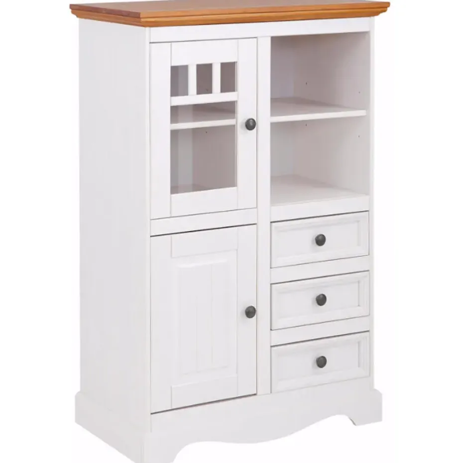 Melissa - Dressoir met 4 deuren en 2 laden in wit / natuurlijk grenen