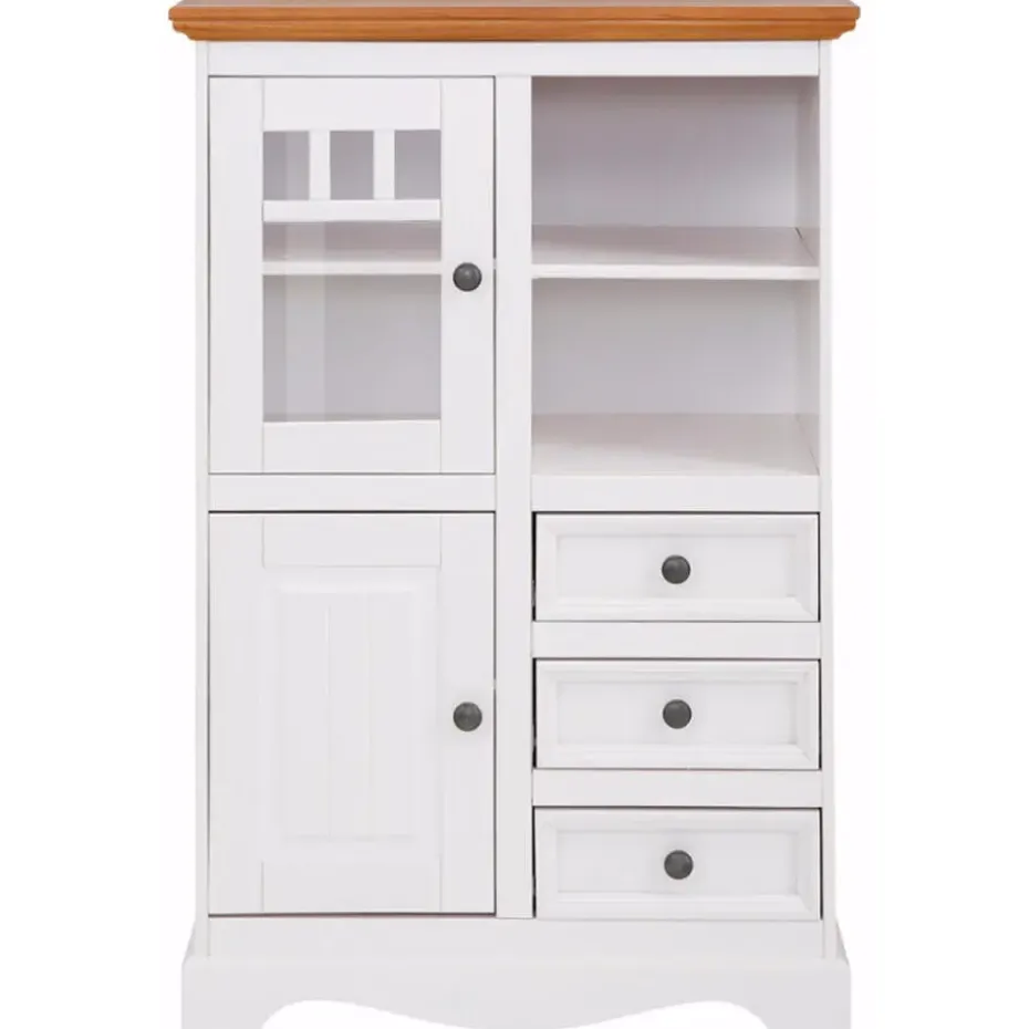 Melissa - Dressoir met 4 deuren en 2 laden in wit / natuurlijk grenen