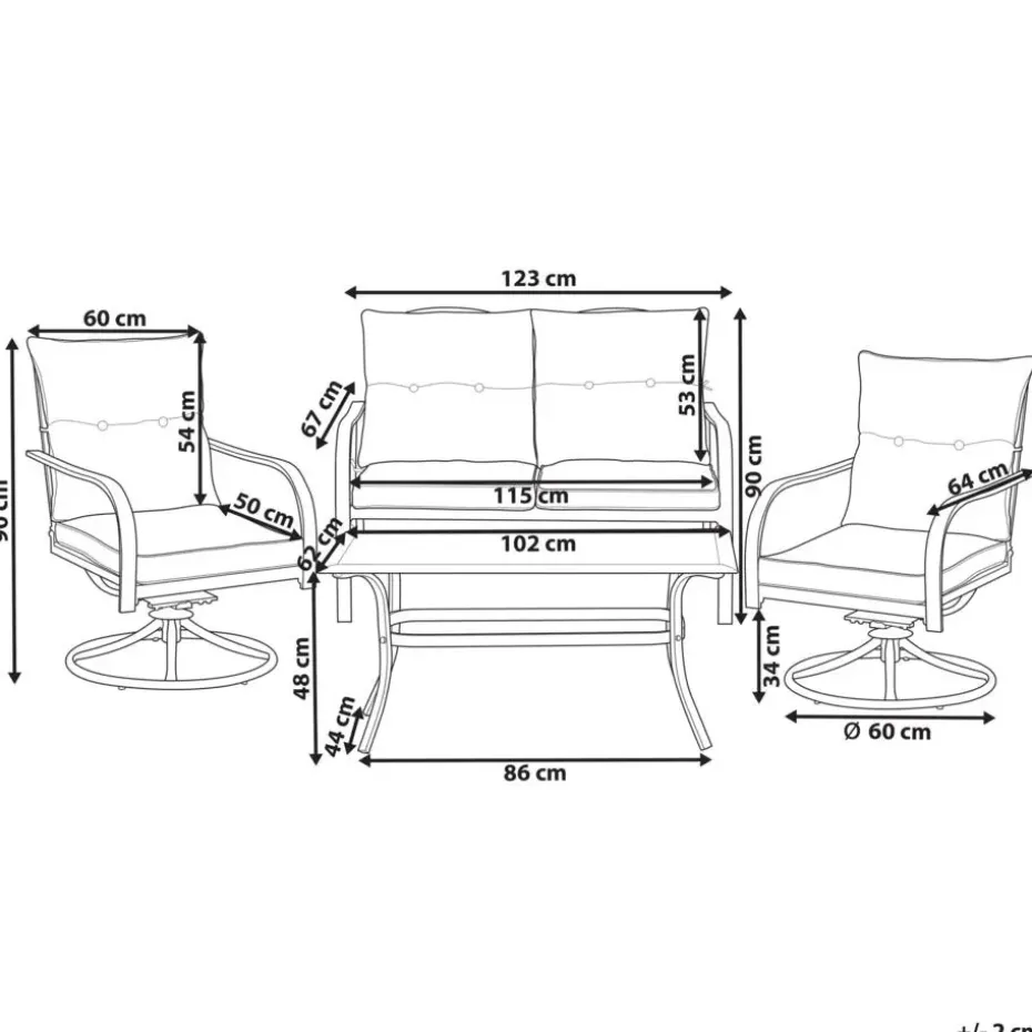 MESTRINO - Loungeset 4-zits - Beige - Staal