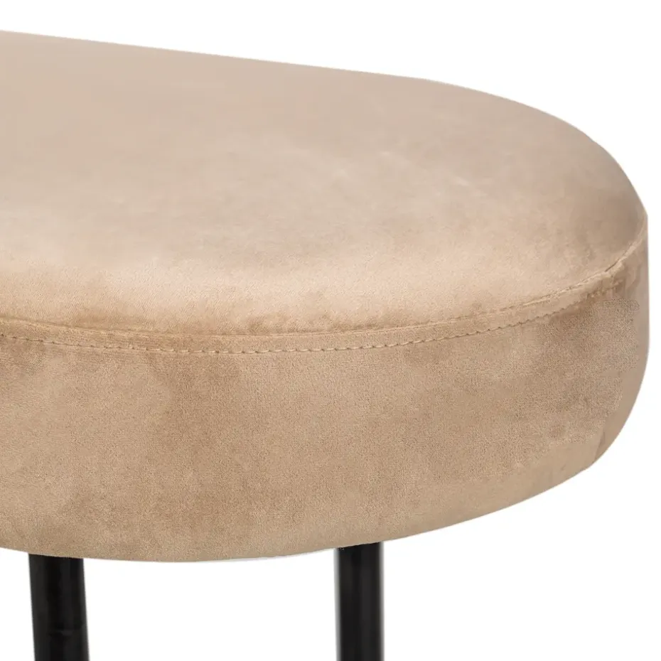 Metalen en fluwelen beige bank
