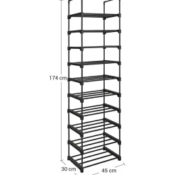 Metalen Schoenenrek met 10 Planken, Standplank, Multifunctioneel