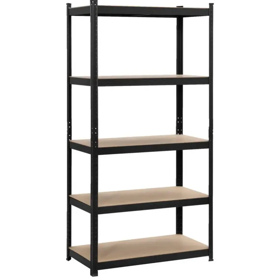 Metalen stellingkast - zwart - 90x45x180 cm