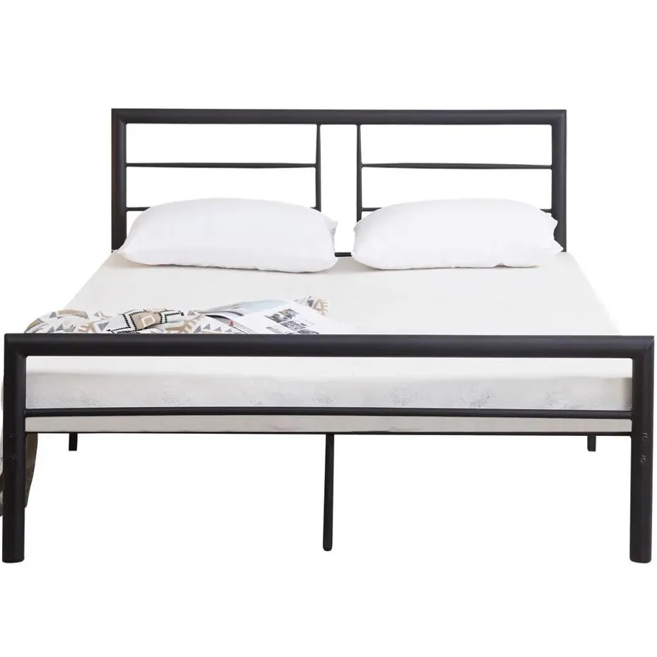 Metalen tweepersoonsbed Dixon - 140x200cm - mat zwart