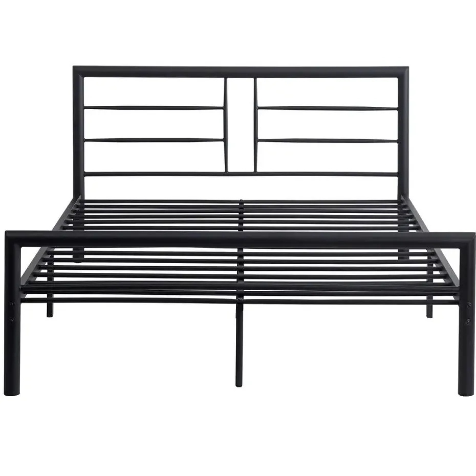 Metalen tweepersoonsbed Dixon - 140x200cm - mat zwart