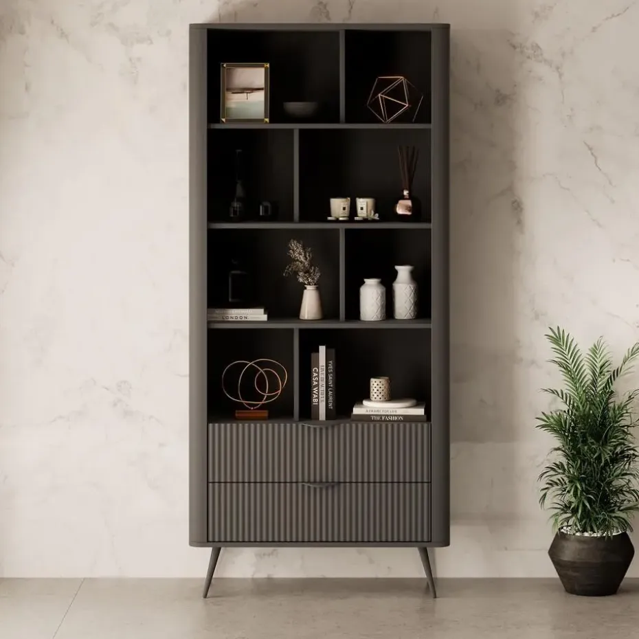 Meubella - Boekenkast Lima - Zwart - 88 cm