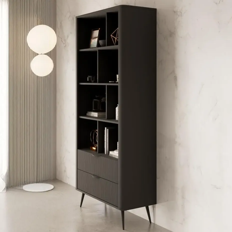 Meubella - Boekenkast Lima - Zwart - 88 cm