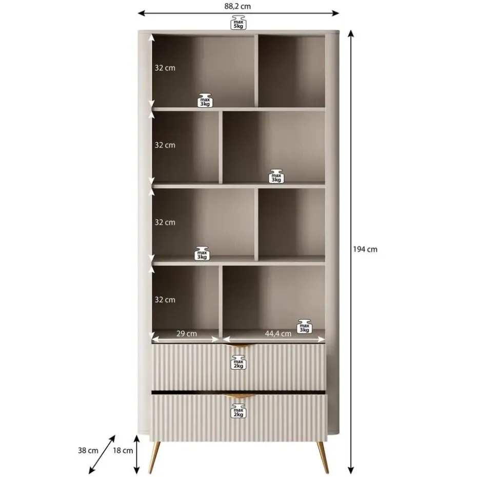 Meubella - Boekenkast Lima - Zwart - 88 cm