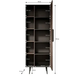 Meubella - Boekenkast Pedro - Donker eiken - Zwart eiken - 70 cm