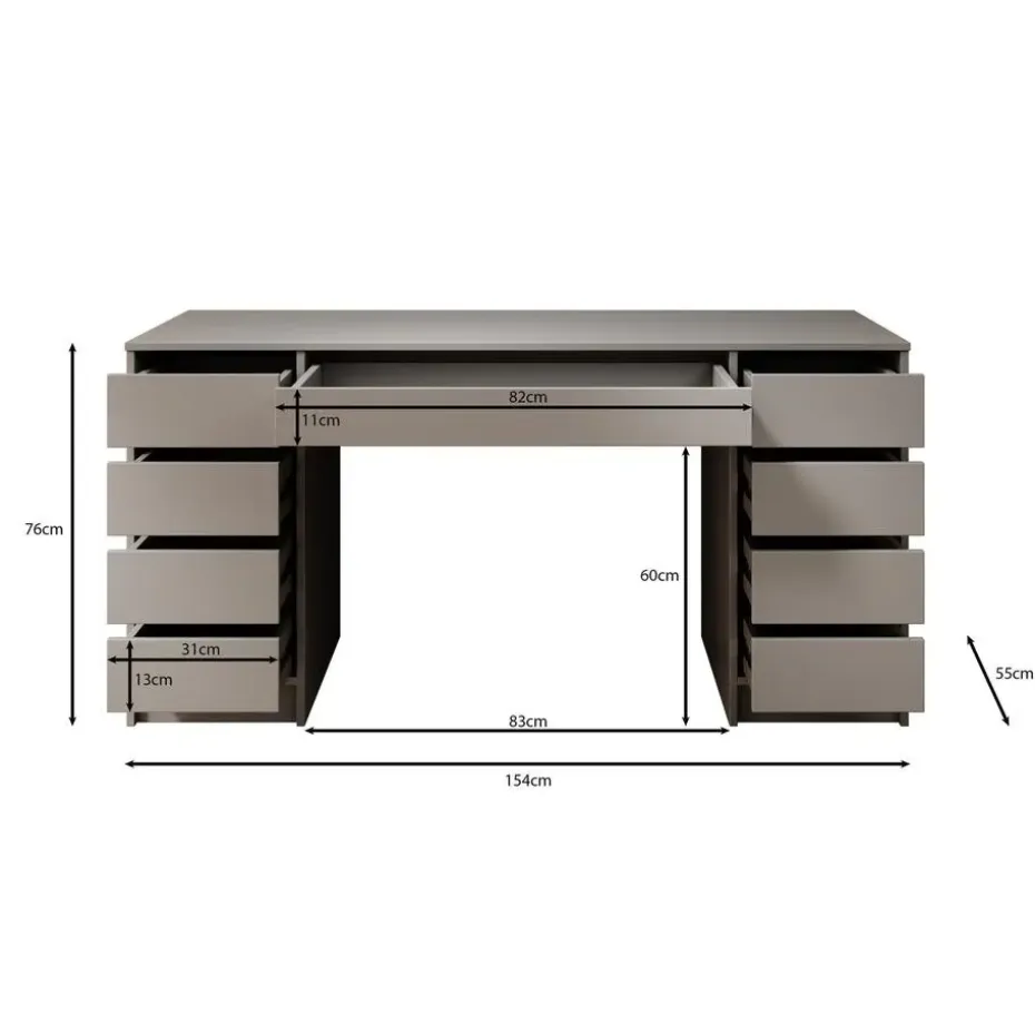 Meubella - Bureau Avio 2 - Antraciet - 154 cm