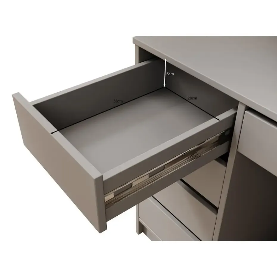 Meubella - Bureau Avio 2 - Wit hoogglans - 154 cm