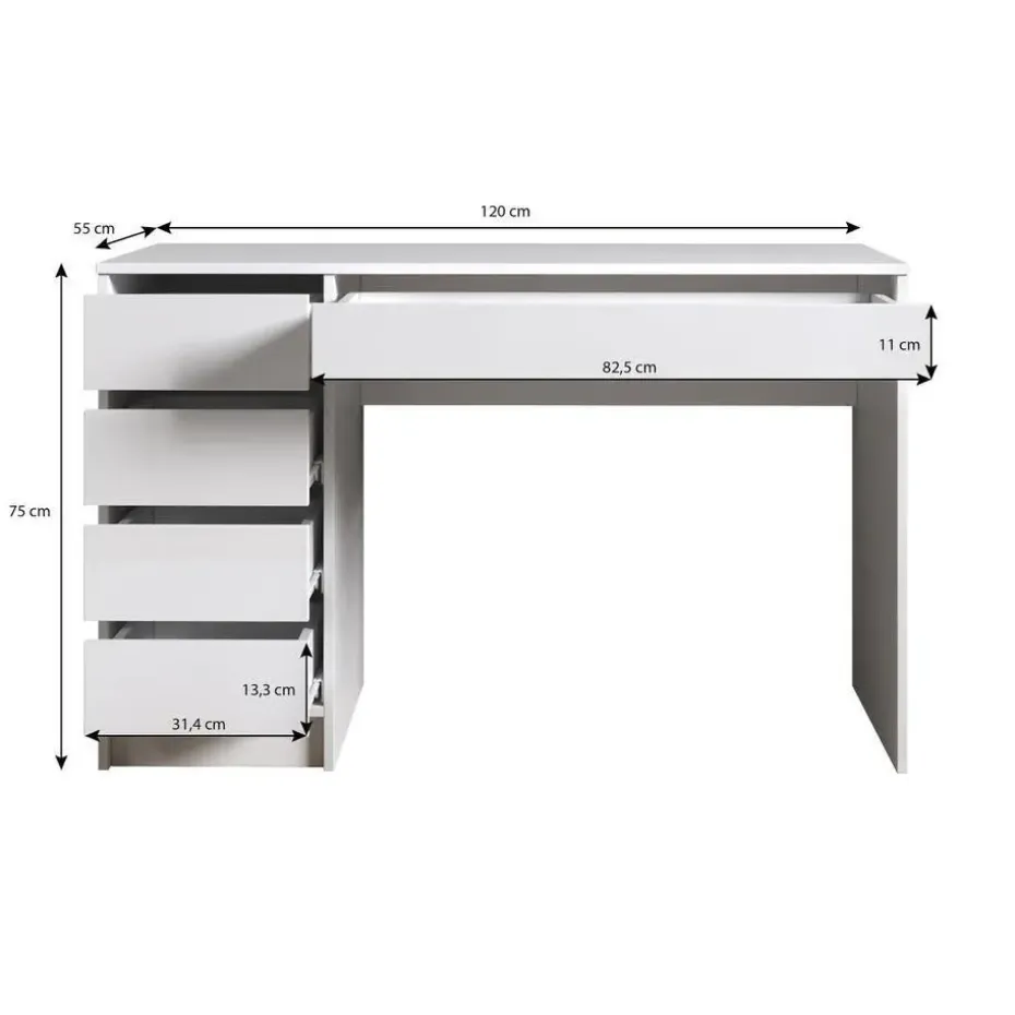 Meubella - Bureau Avio - Wit - 120 cm