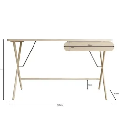 Meubella - Bureau Moron - Licht eiken - 135 cm