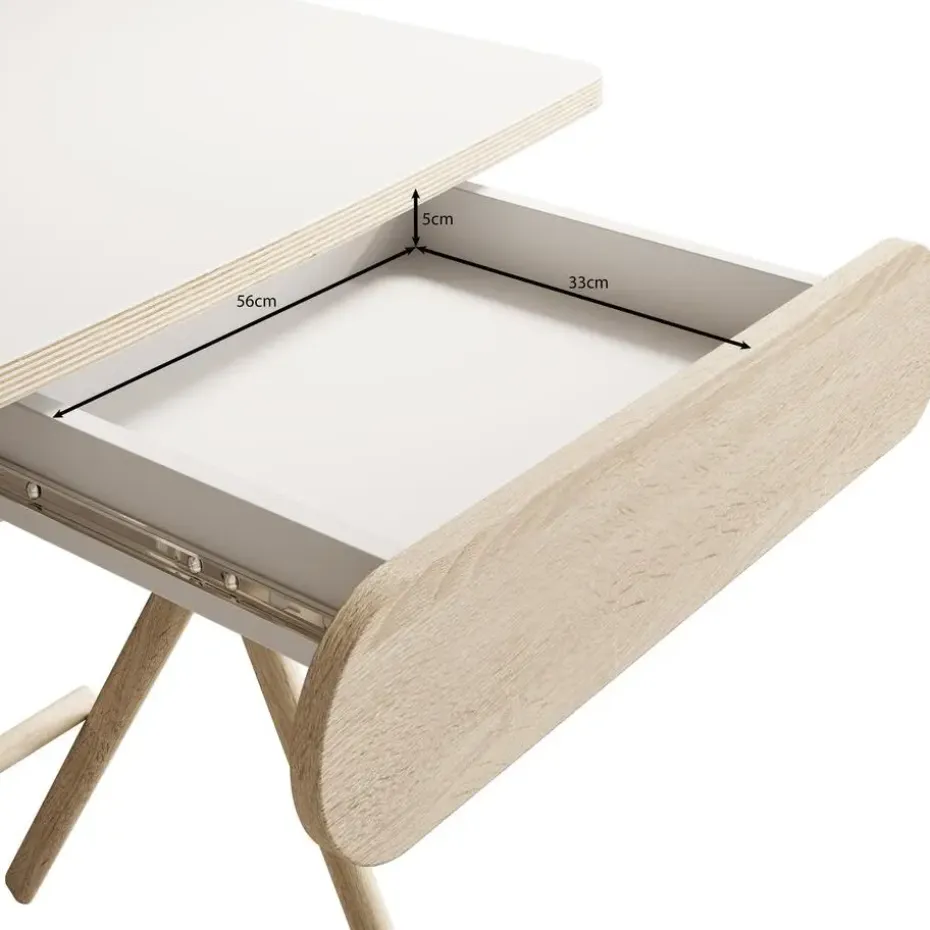 Meubella - Bureau Moron - Licht eiken - 135 cm