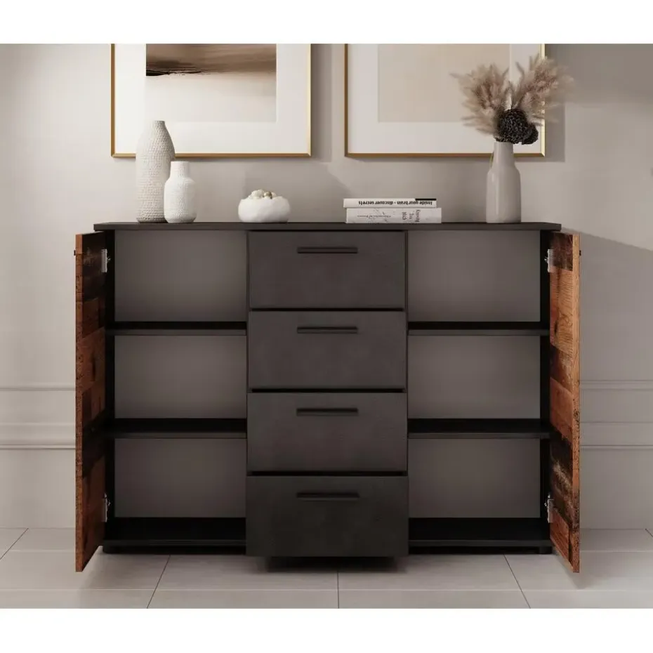Meubella - Dressoir Bellini - Grijs - 120 cm
