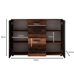 Meubella - Dressoir Bellini - Grijs - 120 cm