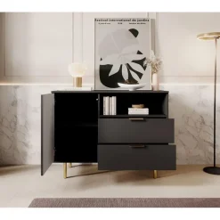 Meubella - Dressoir Nicola - Mat zwart - 107 cm