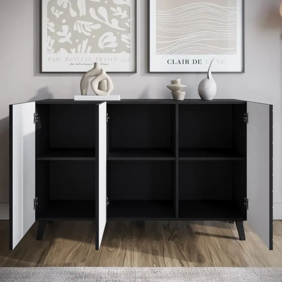 Meubella - Dressoir Pulse 3 - Zwart - 120 cm