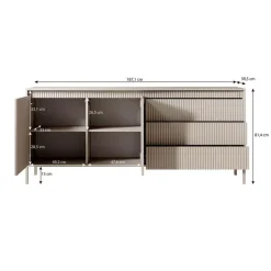 Meubella - Dressoir Saran - Mat zwart - 187 cm