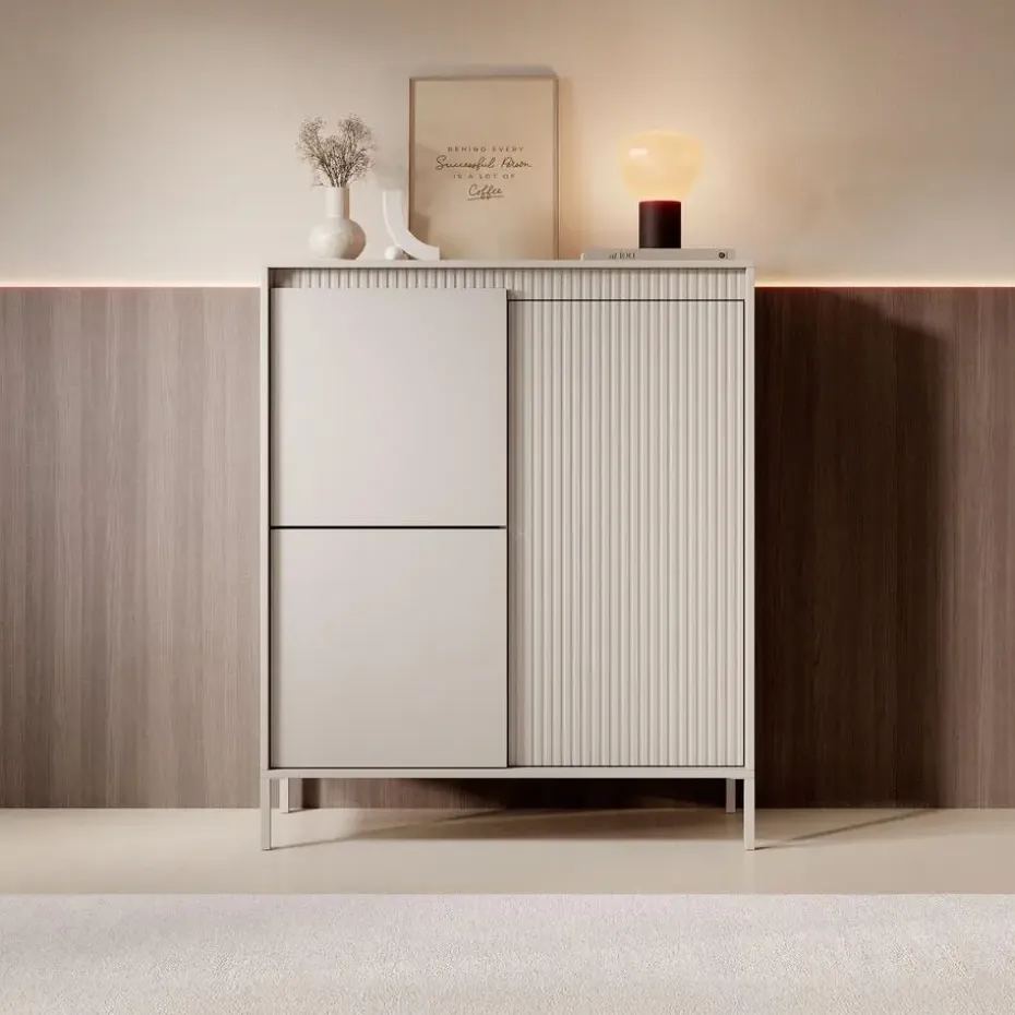 Meubella - Dressoir Saran - Beige - Hoog - 104 cm