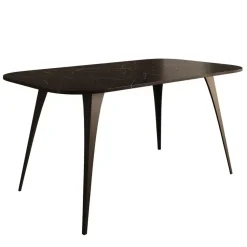 Meubella - Eetkamertafel Flix - Zwart marmer - 160 cm - Uitschuifbaar