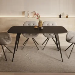 Meubella - Eetkamertafel Flix - Zwart - 160 cm - Uitschuifbaar