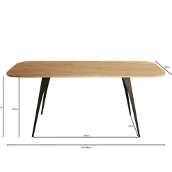Meubella - Eetkamertafel Flix - Eiken - 160 cm - Uitschuifbaar