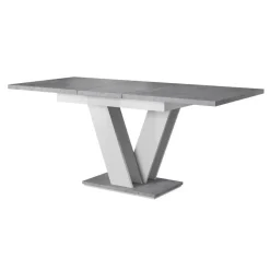 Meubella - Eetkamertafel Moris - Wit - Betonlook - 160 cm - Uitschuifbaar
