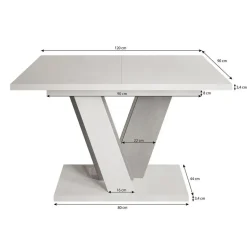 Meubella - Eetkamertafel Velluto - Eiken - Zwart - 160 cm - Uitschuifbaar