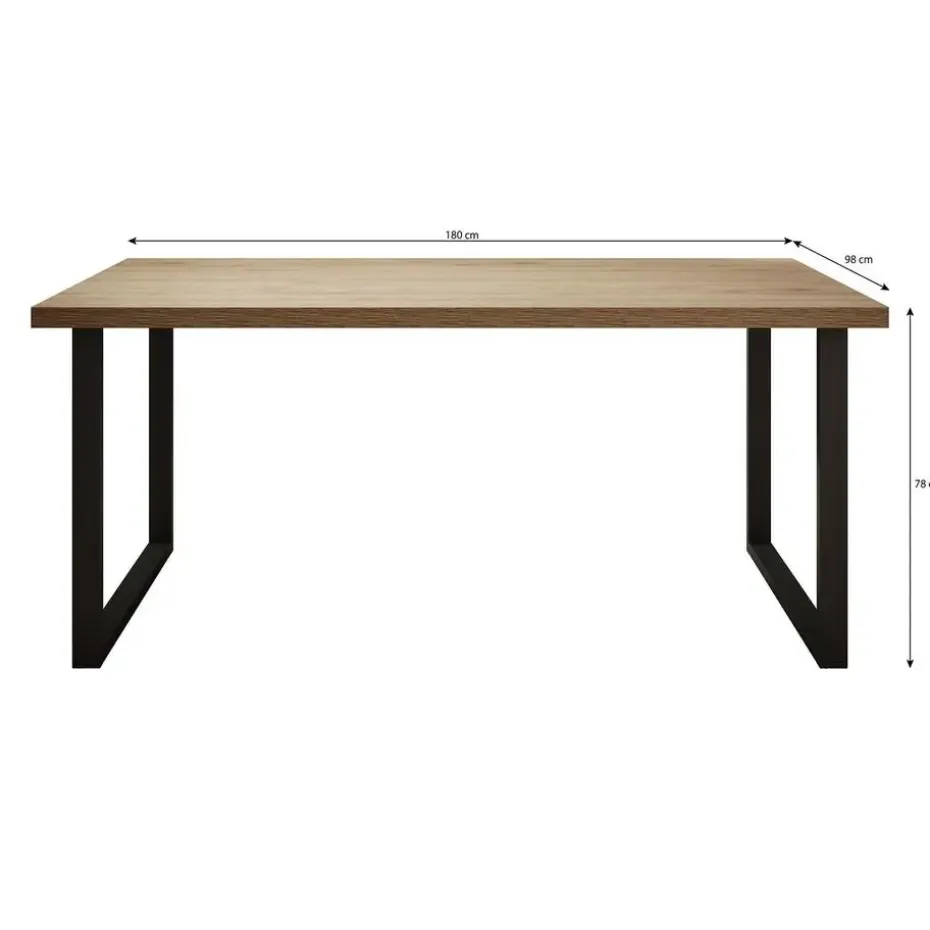 Meubella - Eetkamertafel Vince - Zwart eiken - 180 cm