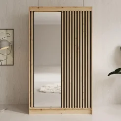 Meubella - Elles - Kledingkast met schuifdeuren - Eiken - 120x60x204 cm