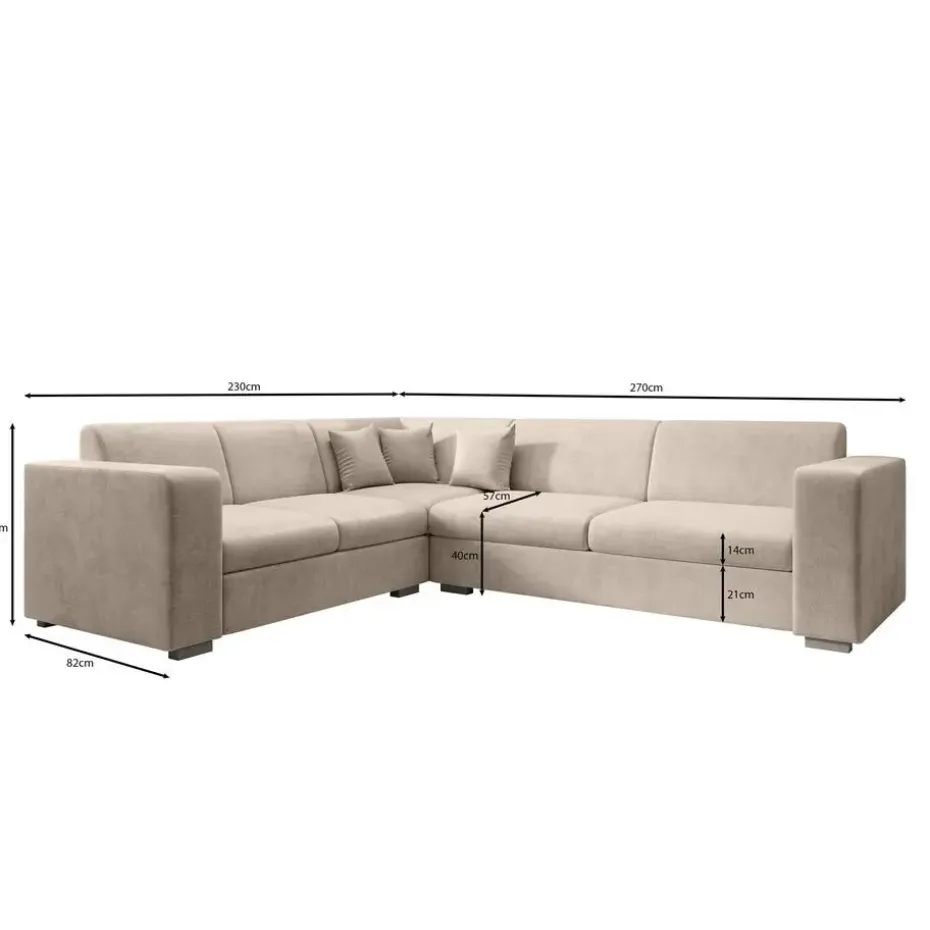 Meubella - Hoekbank Santana - Zwart - Velvet - Links