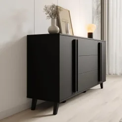 Meubella - Hydra - Dressoir - Zwart - 150x40x78 cm