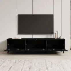 Meubella - Hydra - TV-Meubel - Zwart - 180 cm