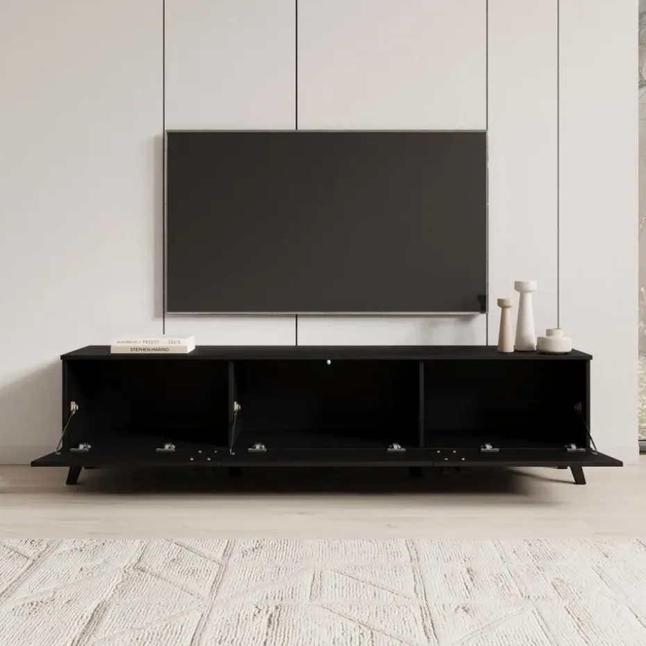 Meubella - Hydra - TV-Meubel - Zwart - 180 cm
