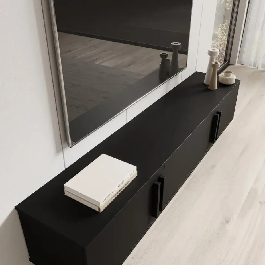 Meubella - Hydra - TV-Meubel - Zwart - 180 cm
