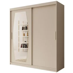 Meubella - Kledingkast Azai - Beige - 180 cm - Met spiegel