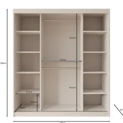 Meubella - Kledingkast Azai - Beige - 180 cm - Met spiegel