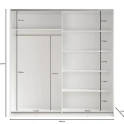 Meubella - Kledingkast Azrael - Grijs - 200 cm