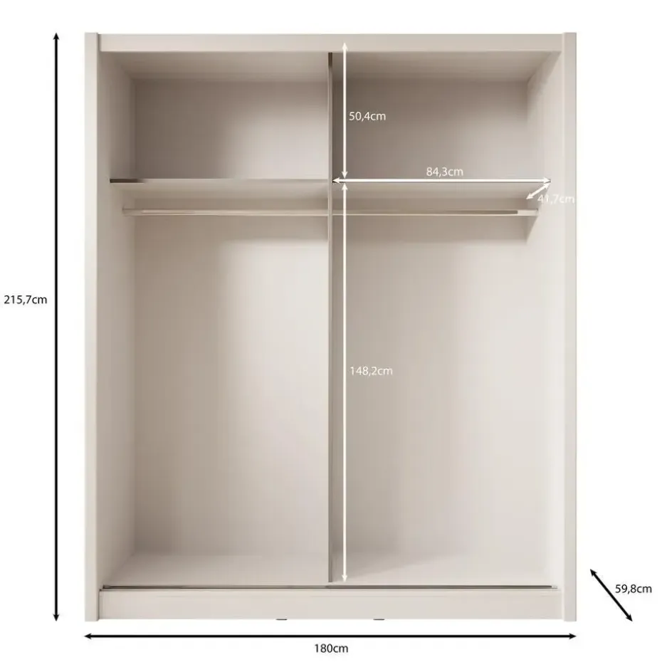 Meubella - Kledingkast Azul - Wit - 180 cm - Met spiegel