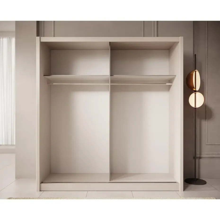 Meubella - Kledingkast Azul - Beige - 205 cm - Met spiegel