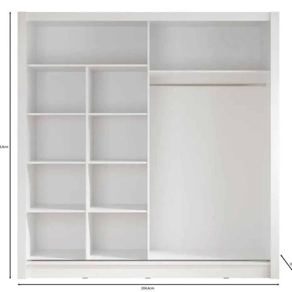 Meubella - Kledingkast Bazarre - Grijs - 205 cm - Met spiegel