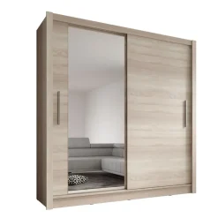 Meubella - Kledingkast Bazarre - Eiken - 205 cm - Met spiegel