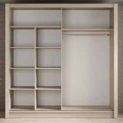 Meubella - Kledingkast Bazarre - Eiken - 205 cm - Met spiegel