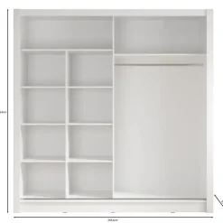 Meubella - Kledingkast Bazarre - Eiken - 205 cm - Met spiegel