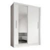 Meubella - Kledingkast Bazarre - Wit - 155 cm - Met spiegel