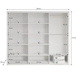 Meubella - Kledingkast Blake - Mat Zwart - 250 cm - Met spiegel