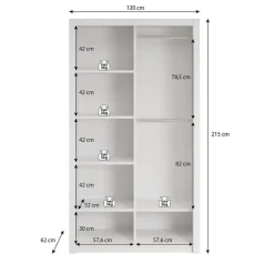 Meubella - Kledingkast Blake - Mat Zwart - 120 cm - Met spiegel