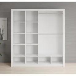 Meubella - Kledingkast Blake - Wit - 200 cm - Met spiegel