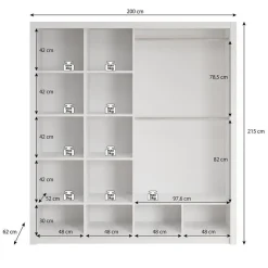 Meubella - Kledingkast Blake - Mat Zwart - 200 cm - Met spiegel
