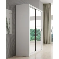 Meubella - Kledingkast Blake - Wit - 180 cm - Met spiegel